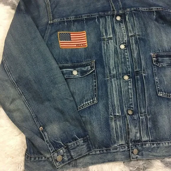 Men's POLO-RALPH LAUREN "SPORTSMAN" Denim Jacket (Casting Club) vintage - Picture 2 of 16